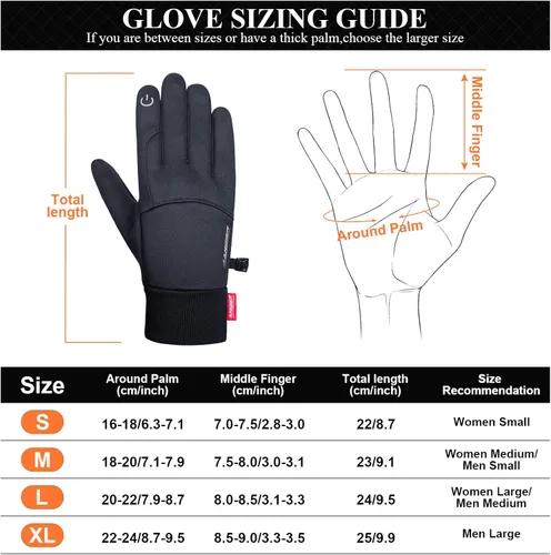 Miniatura 6 de Anqier Guantes de invierno, guantes cálidos resistentes al viento, para hombres y mujeres, para ciclismo, correr, actividades al aire libre, Negro