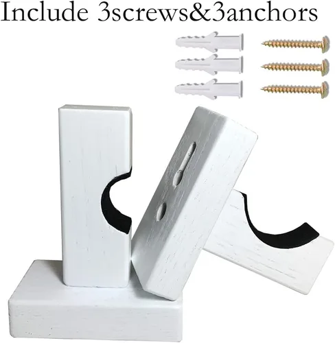 Miniatura 2 de Soporte de pared para bate de béisbol, soporte de madera maciza con tornillos ocultos para sóftbol y béisbol Blanco
