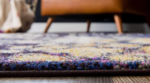 Miniatura 3 de Unique Loom Vita Collection - Alfombra tradicional saturada de medallones florales saturados sobre teñidos, 2 pies 2 pulgadas x 3 pies, azul Azul