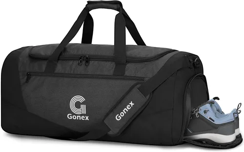 Gonex Bolsa de lona para gimnasio con compartimento para zapatos, bolsillo húmedo, bolsa deportiva de gran capacidad para hombres y mujeres, bolsa