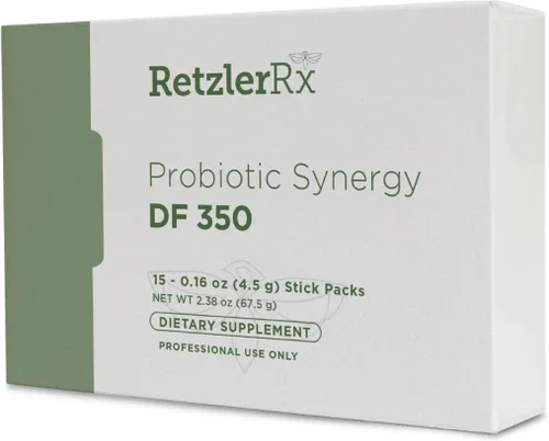 Probiotic Synergy DF 350 ® de Dr. RetzlerRx™ - 350 mil millones de UFC - Sin lácteos y alta potencia 350 CFU Suplemento probiótico de 18 cepas -