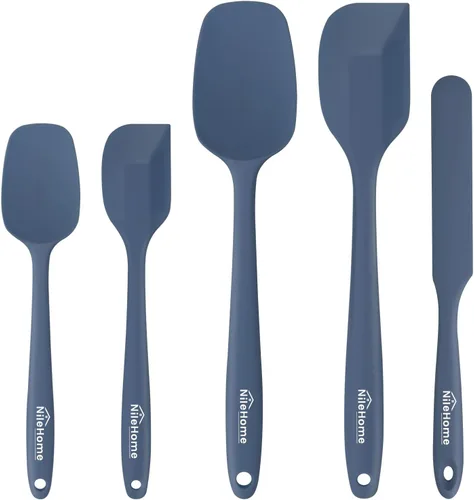 Miniatura 13 de NileHome Juego de espátulas de silicona, 5 utensilios de cocina de grado alimenticio con cepillo de silicona, resistente al calor hasta 600 °F