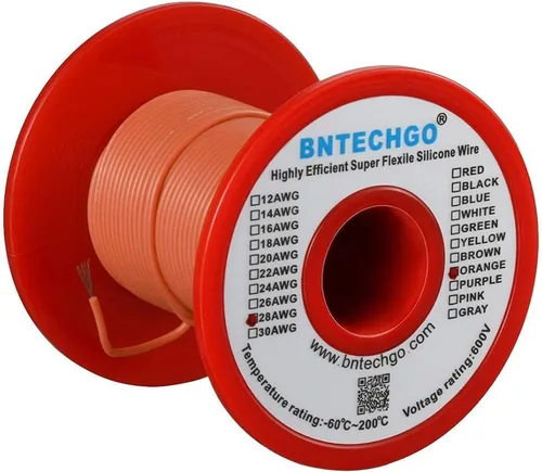 Miniatura 23 de BNTECHGO Carrete de alambre de silicona de calibre 28 rojo 250 pies Flexible 28 AWG alambre de cobre estañado trenzado