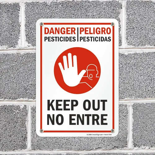 Miniatura 3 de SmartSign Letrero bilingüe "Peligro - Pesticidas, Keep Out" Aluminio de 7 x 10 pulgadas