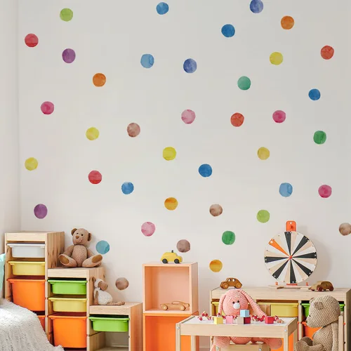 Calcomanías de pared de lunares coloridos, pegatinas de pared de puntos de acuarela para niños, bebés, niñas, adolescentes y habitación de guardería