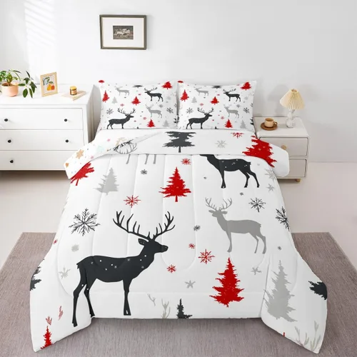 Miniatura 20 de Erosebridal Juego de edredón de Feliz Navidad, tamaño individual, divertido edredón de Papá Noel para niños y niñas, edredón de plumón de pingüino