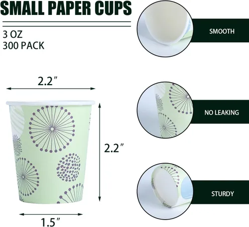 Miniatura 2 de Clawsoff Paquete de 300 vasos de papel de 3 onzas, vasos desechables para baño, vasos pequeños para enjuague bucal, mini vasos de papel de 3 onzas
