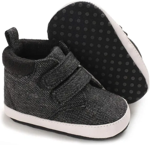 Babelvit Zapatillas de lona con suela suave para bebé y niña, con cordones y cordones para bebé, botas unisex jasta el tobillo recién nacidos
