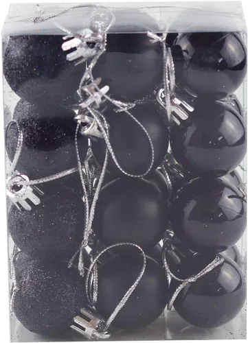 Bestjybt - Paquete de 24 esferas navideñas pequeñas de 1.18 pulgadas, irrompibles para decorar arbolitos y fiestas navideñas, incluyen ganchos para