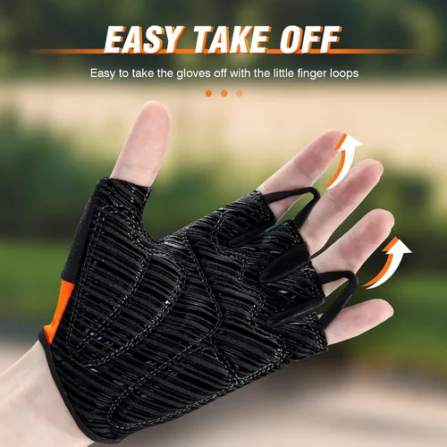 Miniatura 3 de HTZPLOO Guantes de ciclismo para hombres y mujeres con almohadilla antideslizante que absorbe los golpes, peso ligero, ajuste agradable, guantes