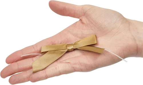 Miniatura 7 de Juvale Lazos de satén torcidos – Acentos de lazo dorado – Mini cintas para manualidades y decoración de bolsas de golosinas, paquete de 100, bandas