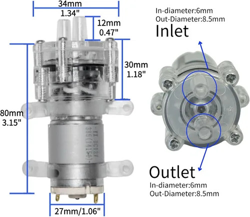 Miniatura 2 de CONQUERALL DC 12V 385 Bomba autocebante de diafragma Accesorios de té resistentes a altas temperaturas para pecera, dispensador de agua