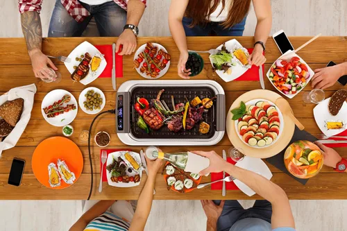 Miniatura 7 de CUSIMAX - Parrilla eléctrica sin humo, parrilla eléctrica coreana de 1500 W con pantalla inteligente LED y tapa de vidrio templado, placa