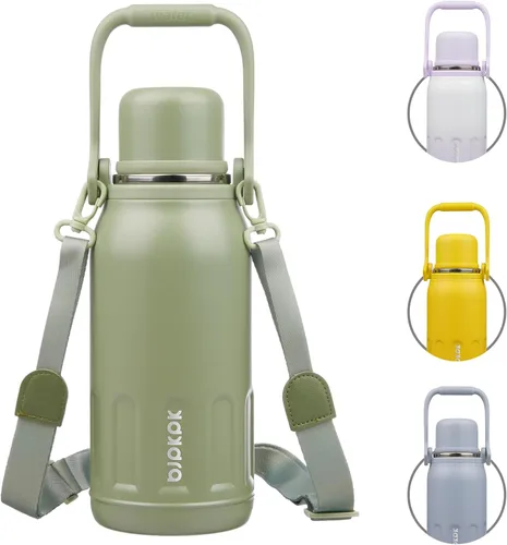 Miniatura 20 de BJPKPK - Botellas de agua termoaisladas de 27 onzas con tapa y asa de transporte, botellas de agua de acero inoxidable libres de BPA para la Verde