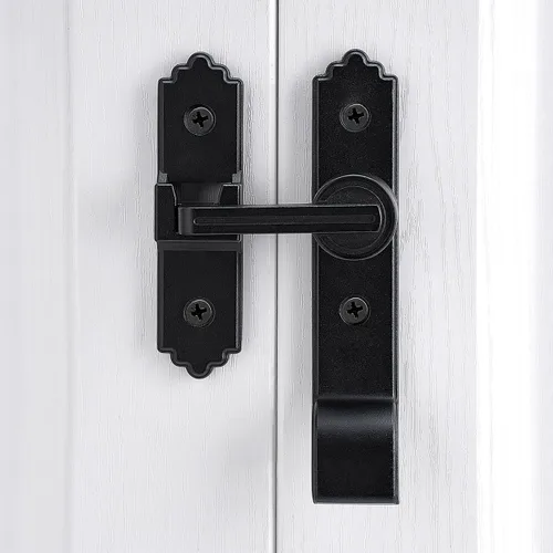 Miniatura 7 de 3 paquetes de cerraduras y pestillos negros de 180 grados, pestillo de puerta corrediza abatible con asa, pestillos de puerta pesados, cerradura