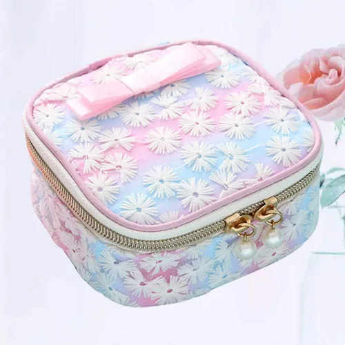 Miniatura 5 de EXCEART Bolsa de almacenamiento de servilleta sanitaria bordada de malla con cremallera, bolsa organizadora compacta para viajes, uso al aire libre