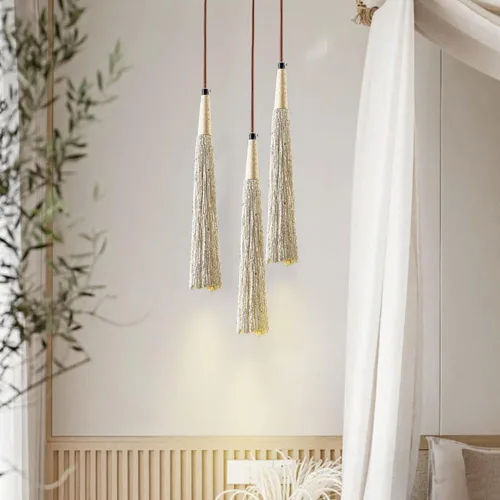 Miniatura 8 de Lámpara colgante de hormigón de estilo japonés, cable ajustable, lámpara colgante de cemento en forma de cono de isla de cocina con acento de madera