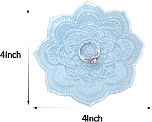 Miniatura 5 de PUDDING CABIN Plato para anillos de mandala azul, regalo de cumpleaños para amigas, mujeres, madres y niñas