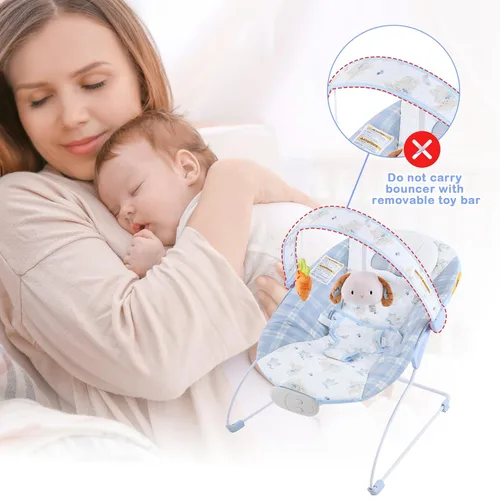 Miniatura 7 de Bouncer para bebés, asiento hinchable para bebés con música y vibraciones, balancín portátil para recién nacidos