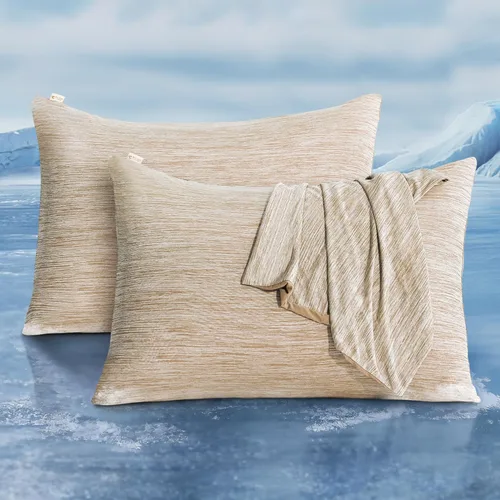 Miniatura 17 de LUXEAR Fundas de almohada refrescantes tamaño King, paquete de 2 fundas de almohada Arc-Chill Cool con diseño de doble cara [Refrescante y algodón]