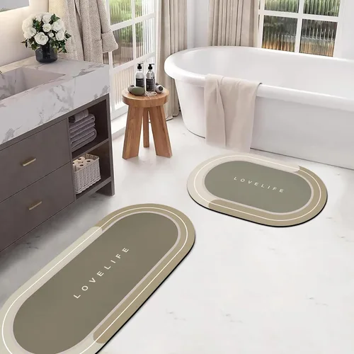 Miniatura 34 de Tapetes de baño de goma de secado rápido, antideslizantes, súper absorbentes, de secado instantáneo, alfombra de baño frente al fregadero de la Beige
