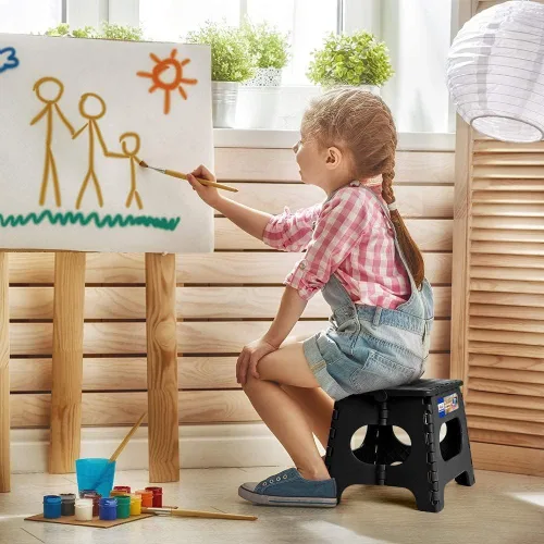 Miniatura 7 de ACKO Taburete plegable de plástico ligero de 11 pulgadas, paquete de 2, taburetes plegables para adultos, taburetes plegables antideslizantes