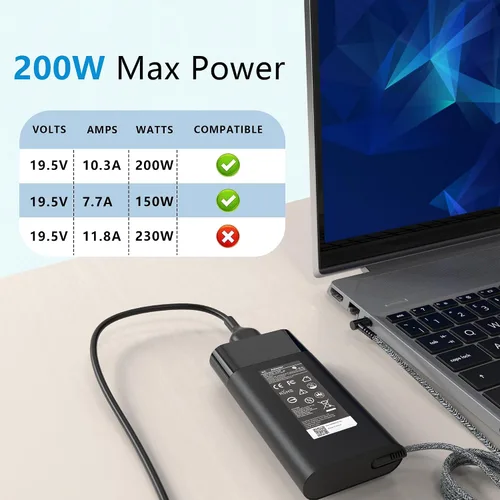 Miniatura 2 de Cargador de 45 W compatible con cargador de portátil HP Punta azul de 0.177 in, 741727-001 TPN-C125 HSTNN-LA40 HSTNN-DA40 854054-002 HSTNN-CA40