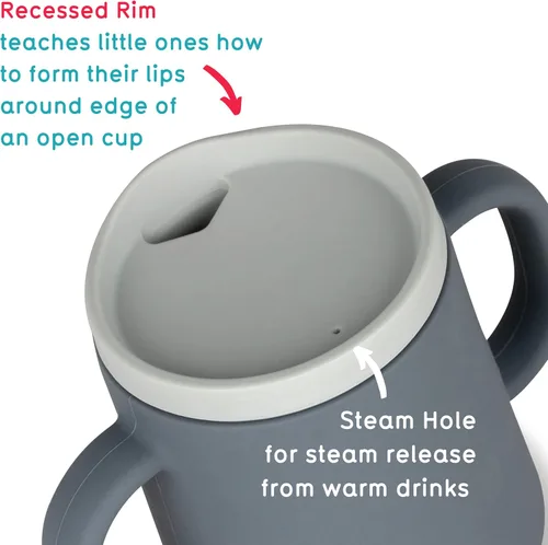 Miniatura 3 de TUM TUM Vaso entrenador de bebé de 3 vías, diseñado con especialista en alimentación, 6.1 fl oz (gris)