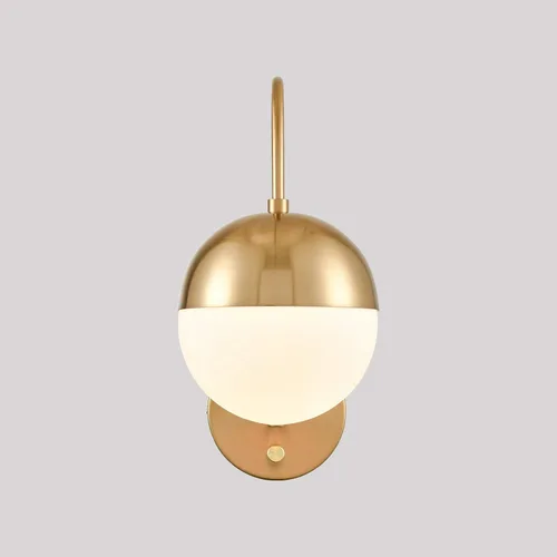Miniatura 2 de Lámpara de pared moderna de mediados de siglo con interruptor, lámpara de pared dorada con acabado de latón, lámpara de pared con globo de vidrio