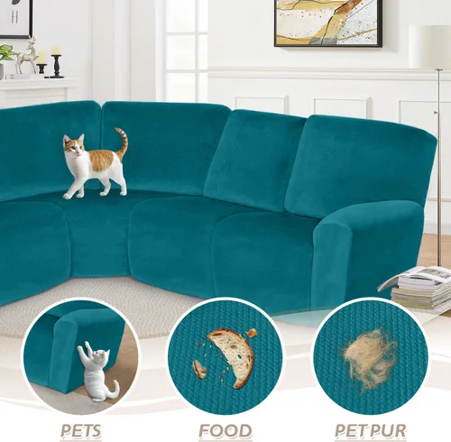Miniatura 543 de Arfntevss Fundas de sofá seccional reclinable de terciopelo, Funda de sofá seccional de esquina para sofá reclinable, Funda elástica suave