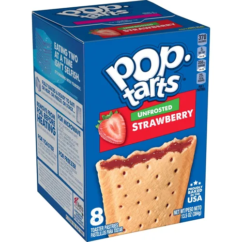 Miniatura 7 de Pop-Tarts Pasteles para tostadora, comida para el desayuno y aperitivos para niños, fresa sin glaseado, caja de 10.15 libras (96 unidades)