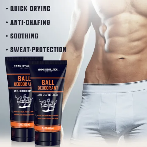 Miniatura 4 de Viking Revolution Desodorante de bolas para hombres con aloe vera y verdolaga - Sin talco, secado rápido, crema de ingle antirozaduras para hombres
