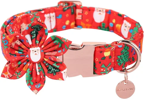 Miniatura 6 de Collar de Navidad para perro con pajarita, collar de Navidad para cachorros, hembras, machos, perros o gatos, collares con lazo con hebilla de metal