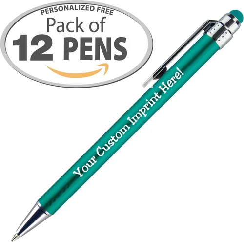 Miniatura 2 de Bolígrafos personalizados con punta stylus -Vibraciones Brillantes- acción de clic - personalizados - escritura negra - bolígrafos con nombre Verde