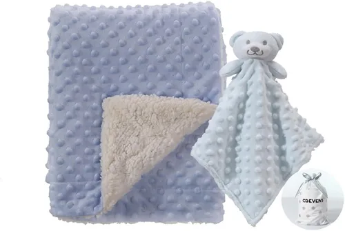 Miniatura 37 de CREVENT Mantas de bebé suaves y acogedoras para niños y niñas + manta de seguridad, juego con una bolsa de regalo esenciales para recién nacidos Gris