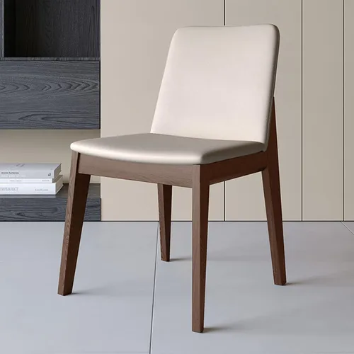 Miniatura 12 de Sillas de comedor tapizadas gruesas, sillas de cocina modernas de madera sólida, sillas de comedor tapizadas de cuero con marco minimalista, muebles