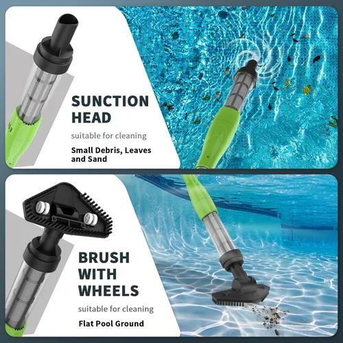 Miniatura 4 de Aspiradora de piscina recargable inalámbrica, limpiador de piscina de mano con poste telescópico para bañeras de hidromasaje, spas, limpieza