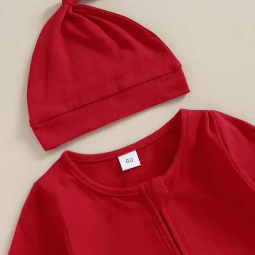 Miniatura 5 de Bowanadacles Mameluco de una pieza de manga larga para bebés, niñas y niños, con cremallera, con gorro