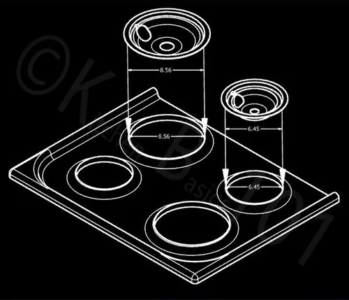 Miniatura 7 de Kitchen Basics 101 Bandejas de goteo de porcelana fabricadas en los Estados Unidos (3) 6 pulgadas WB31M20, (1) 8 pulgadas WB31M19 de repuesto