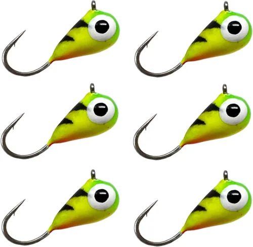 Miniatura 39 de Reaction Tackle Plantillas de pesca en hielo de tungsteno - Plantilla súper sensible en forma de lágrima para panfish, crappie, lucioperca, perca