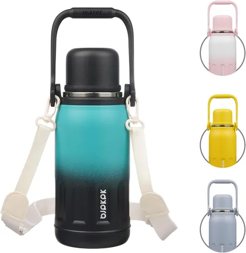 Miniatura 13 de BJPKPK - Botellas de agua termoaisladas de 27 onzas con tapa y asa de transporte, botellas de agua de acero inoxidable libres de BPA para la Verde