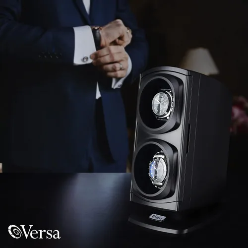 Miniatura 4 de Nueva actualización Versa, reloj de cuerda doble automática, negro