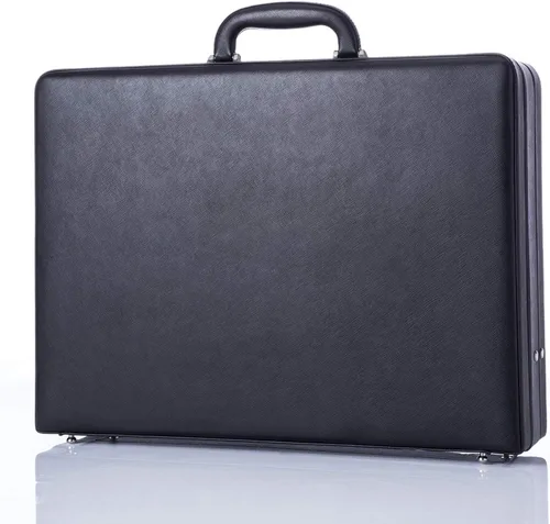 Maletines de negocios para hombres de cuero, maletín pequeño vintage con cerradura para abogados, estuche de fijación para equipo espía, negro,