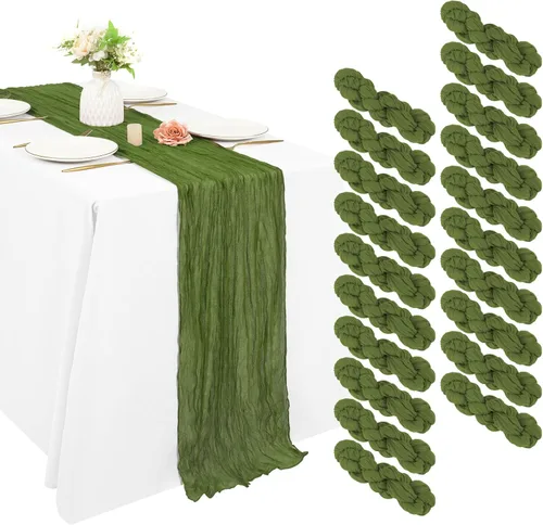 Miniatura 8 de 10 piezas de camino de mesa de estopilla en azul bebé 10 pies, camino de mesa de gasa para recepción de boda, despedida de soltera, fiesta