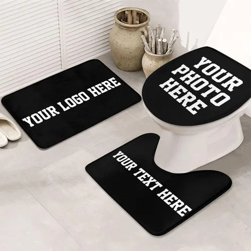Miniatura 10 de Juego de 3 alfombras de baño personalizadas, diseño de tu foto, logotipo, texto, antideslizante, juego de alfombras de baño de 24 x 16 pulgadas