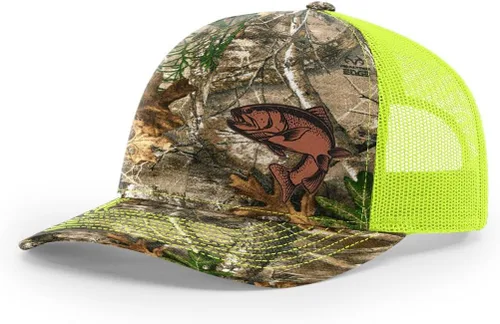 Miniatura 21 de Sombrero de pesca de trucha con parche de cuero grabado láser Richardson 112 Snapback Trucker Cap