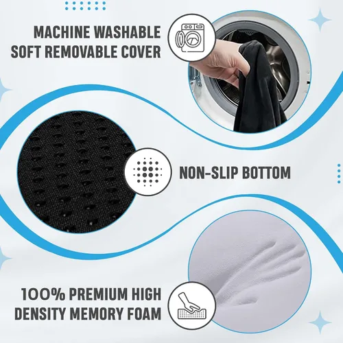 Miniatura 5 de Cojín grande de espuma viscoelástica para asiento lumbar para ciática y coxis, alivio de presión para coxis, para silla de oficina, automóvil, silla