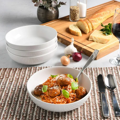 Miniatura 6 de Gibson Home Zen Buffet - Tazones de ensalada de porcelana de 41 onzas resistentes a los arañazos y a los arañazos, 4 unidades, gran capacidad, aptos