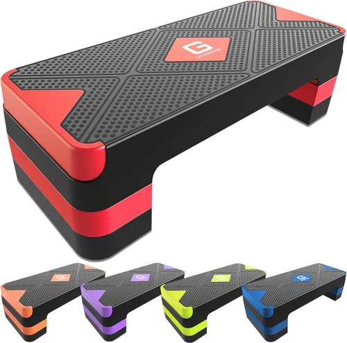 GYMMAGE Escalón de ejercicio aeróbico, escalón aeróbico ajustable para ejercicio, plataforma de entrenamiento para escalonar, plataforma de pasos de