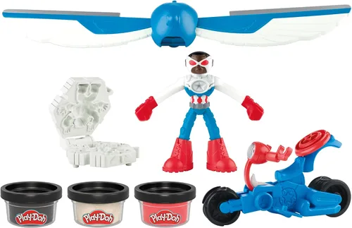 Play-Doh Marvel Capitán América Moto-Cortador Set de juego con figura de acción articulable, 3 accesorios, juguetes de imaginación para niños de 4